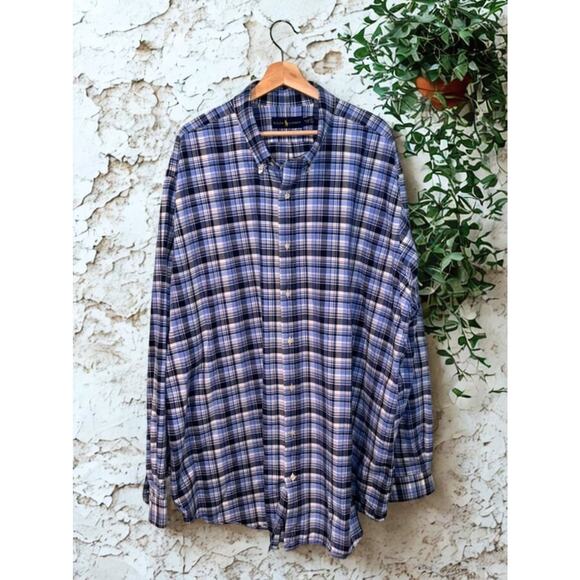 Polo Ralph Lauren Plaid Button Down Shirt 3XLT Brushed Cotton Heavy Flannel - Picture 1 of 8